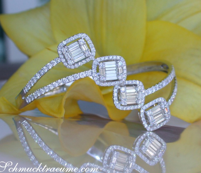 Unique Diamond Bangle with Baguette Diamonds Unique Diamond Bangle with Baguette Diamonds