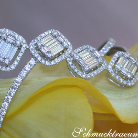 Unique Diamond Bangle with Baguette Diamonds
