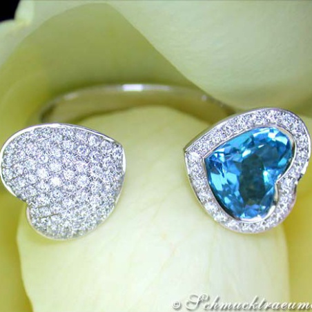 Blautopas Herz Brillanten Ring