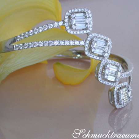 Unique Diamond Bangle with Baguette Diamonds