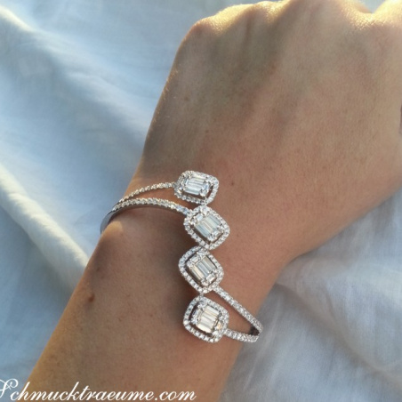 Unique Diamond Bangle with Baguette Diamonds