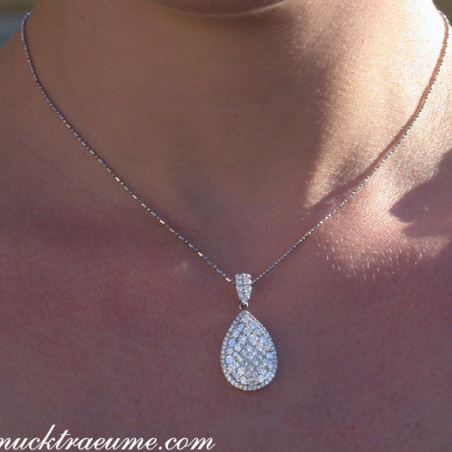 Unique Pear Pendant with Brilliant, Princess and Baguette Diamonds