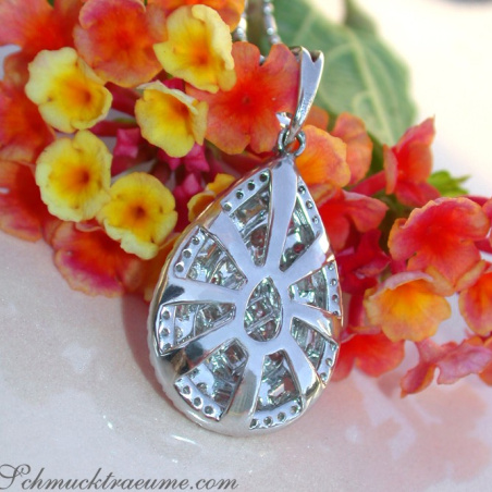 Unique Pear Pendant with Brilliant, Princess and Baguette Diamonds