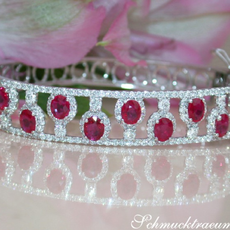 Dreamlike Ruby Bangle with Diamonds