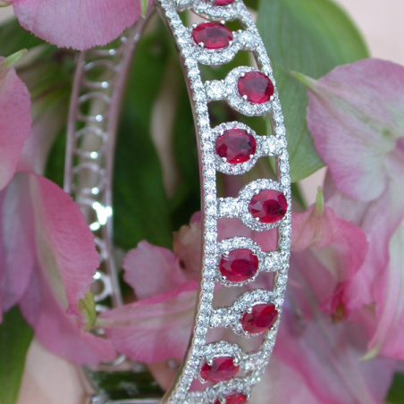 Dreamlike Ruby Bangle with Diamonds