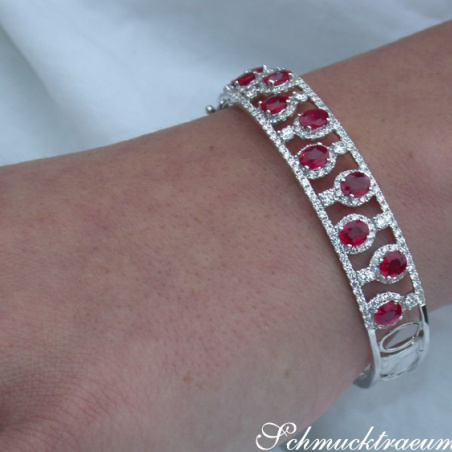 Dreamlike Ruby Bangle with Diamonds