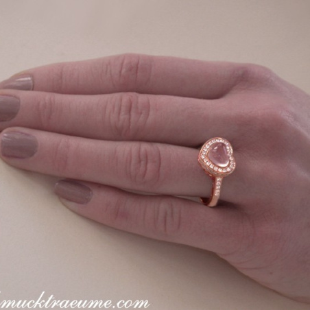 Enchanting Rose Quartz Heart Ring with Diamonds