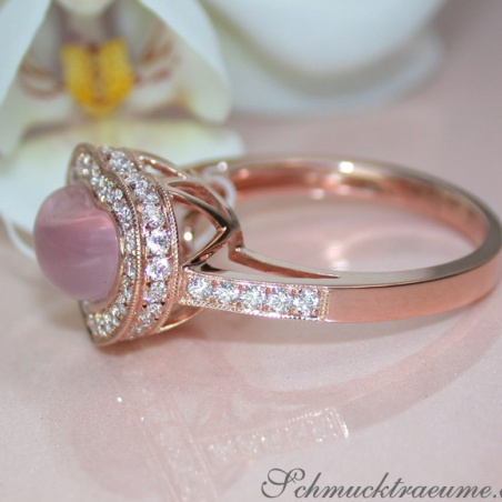 Enchanting Rose Quartz Heart Ring with Diamonds