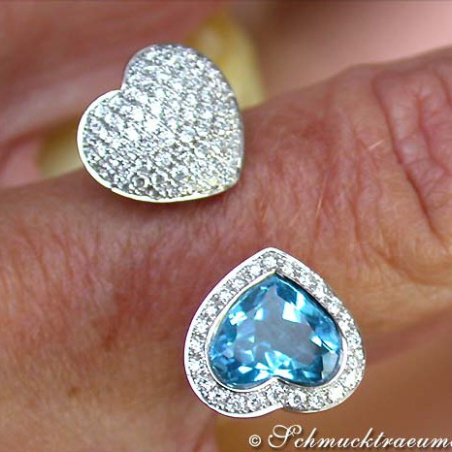 Blautopas Herz Brillanten Ring