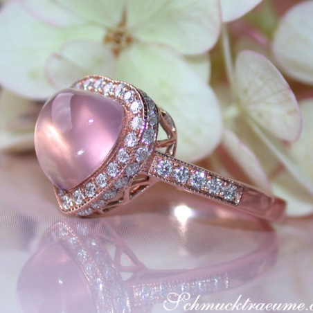 Enchanting Rose Quartz Diamond Heart Ring