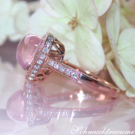 Enchanting Rose Quartz Diamond Heart Ring