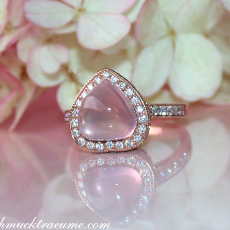 Enchanting Rose Quartz Diamond Heart Ring