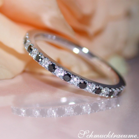 Delicate Black & White Diamond Band