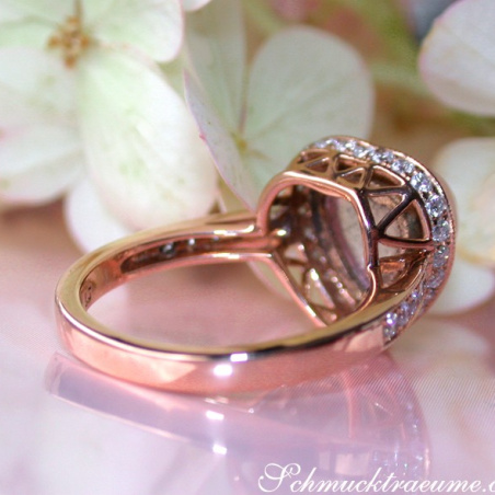 Enchanting Rose Quartz Diamond Heart Ring