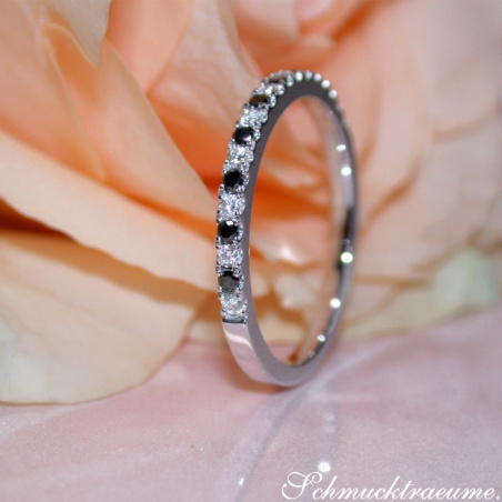 Delicate Black & White Diamond Band