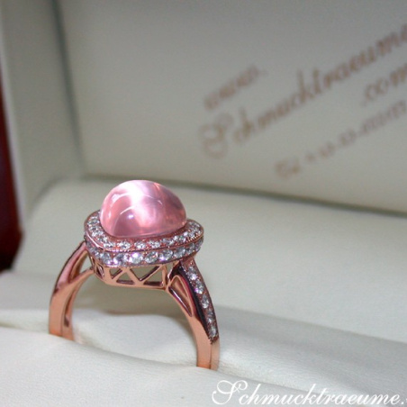 Enchanting Rose Quartz Diamond Heart Ring