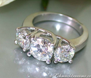 Tremendous Three Solitaire Diamond Ring