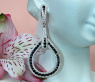 Extra Long Dangling Earrings with Black & White Diamonds