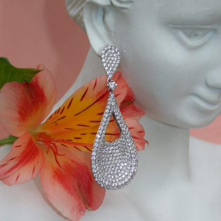 Stately Pear Shape Danling Earrings with Diamonds