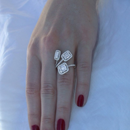 Unusual Diamond Ring with Baguette Diamonds