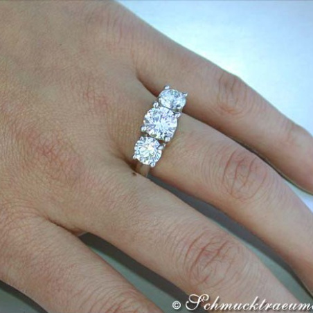 Tremendous Three Solitaire Diamond Ring