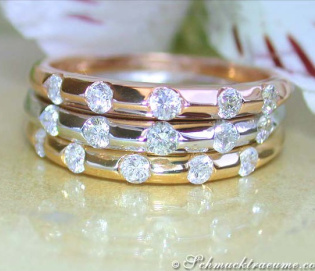 Drei Diamanten Ringe Weißgold Gelbgold Roségold