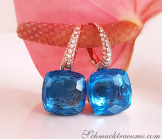 Stately Blue Topaz Diamond Earrings