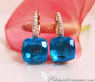 Stately Blue Topaz Diamond Earrings