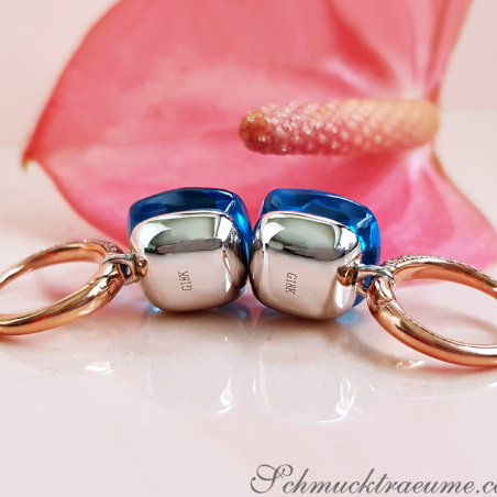 Stately Blue Topaz Diamond Earrings