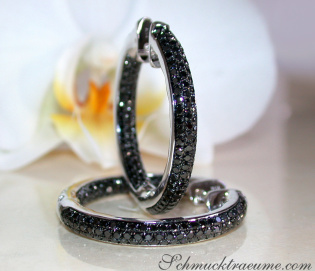 Stately Black Diamond Hoop Earrings