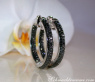 Stately Black Diamond Hoop Earrings