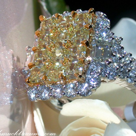 Magnificent Yellow Diamond Ring with White Diamonds