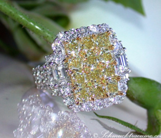 Magnificent Yellow Diamond Ring with White Diamonds