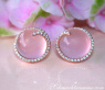 Enchanting Rose Quartz Diamond Stud Earrings