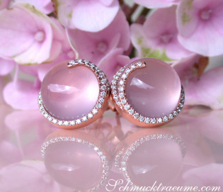 Enchanting Rose Quartz Diamond Stud Earrings