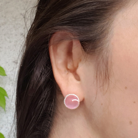 Bezaubernde Rosenquarz Ohrstecker mit Brillanten | Schmuckträume.com