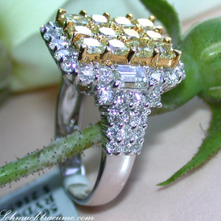 Magnificent Yellow Diamond Ring with White Diamonds